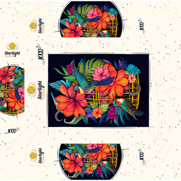 Colorful Hummingbirds with Tropical Flowers 1000 Jigsaw Puzzle box 3D Modell