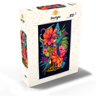 Colorful Hummingbirds with Tropical Flowers 100 Jigsaw Puzzle box view2