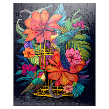 puzzleplate Colorful Hummingbirds with Tropical Flowers 100 Jigsaw Puzzle
