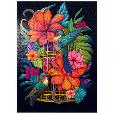 puzzleplate Colorful Hummingbirds with Tropical Flowers 500 Jigsaw Puzzle