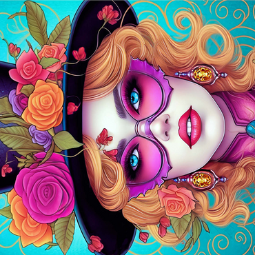 Glamorous Woman with Floral Top Hat 1000 Jigsaw Puzzle 3D Modell