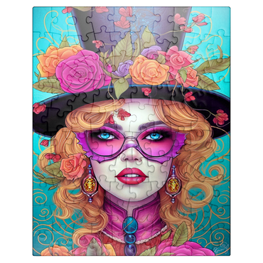 puzzleplate Glamorous Woman with Floral Top Hat 100 Jigsaw Puzzle