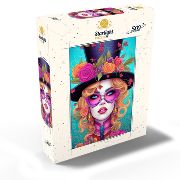 Glamorous Woman with Floral Top Hat 500 Jigsaw Puzzle box view2