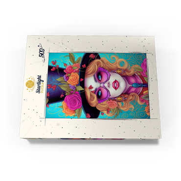 Glamorous Woman with Floral Top Hat 500 Jigsaw Puzzle box view3