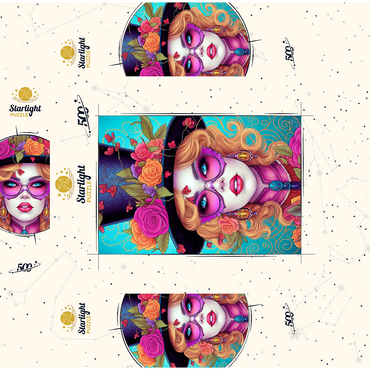 Glamorous Woman with Floral Top Hat 500 Jigsaw Puzzle box 3D Modell