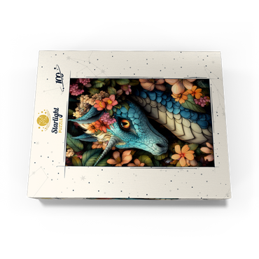 Majestic Blue Dragon with Floral Crown in a Fantasy Forest 100 Jigsaw Puzzle box view3