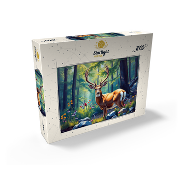 Majestic Deer in a Sunlit Forest with Wildflowers 1000 Jigsaw Puzzle box view2