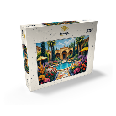 Mediterranean Courtyard Garden with Pool and Colorful Flowers 1000 Jigsaw Puzzle box view2