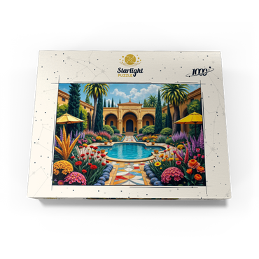 Mediterranean Courtyard Garden with Pool and Colorful Flowers 1000 Jigsaw Puzzle box view3