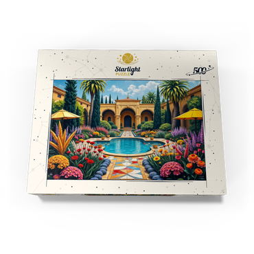 Mediterranean Courtyard Garden with Pool and Colorful Flowers 500 Jigsaw Puzzle box view3