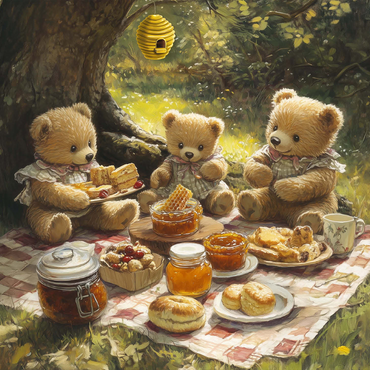 Adorable Teddy Bear Picnic in a Sunny Forest 500 Jigsaw Puzzle 3D Modell