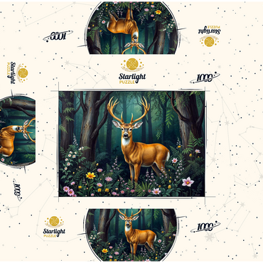 Majestic Deer in a Serene Forest with Wildflowers 1000 Jigsaw Puzzle box 3D Modell