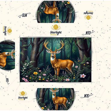 Majestic Deer in a Serene Forest with Wildflowers 100 Jigsaw Puzzle box 3D Modell