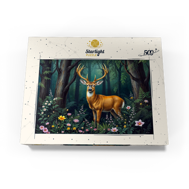 Majestic Deer in a Serene Forest with Wildflowers 500 Jigsaw Puzzle box view3