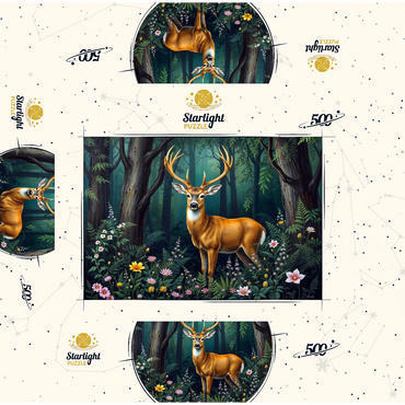 Majestic Deer in a Serene Forest with Wildflowers 500 Jigsaw Puzzle box 3D Modell