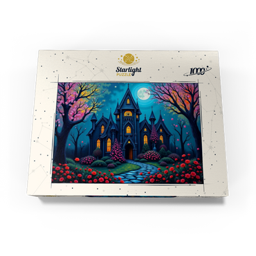 Enchanting Gothic Mansion Under a Full Moon with Blooming Garden 1000 Jigsaw Puzzle box view3