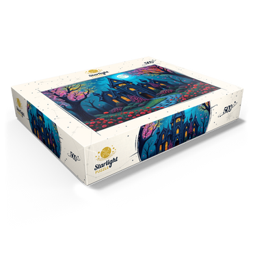 Enchanting Gothic Mansion Under a Full Moon with Blooming Garden 500 Jigsaw Puzzle box view1