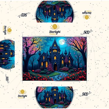 Enchanting Gothic Mansion Under a Full Moon with Blooming Garden 500 Jigsaw Puzzle box 3D Modell