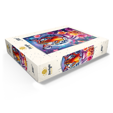 Vibrant Cosmic Tiger with Flowers and Gemstones 1000 Jigsaw Puzzle box view1