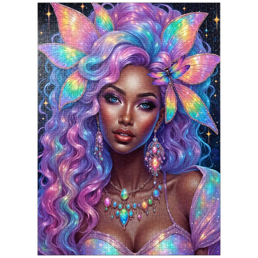 puzzleplate Celestial Goddess with Rainbow Hair and Cosmic Jewelry 1000 Jigsaw Puzzle