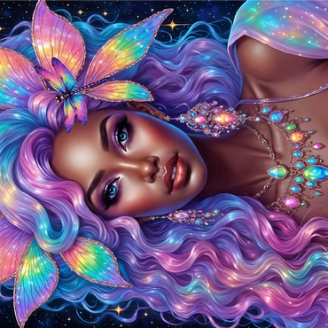 Celestial Goddess with Rainbow Hair and Cosmic Jewelry 1000 Jigsaw Puzzle 3D Modell