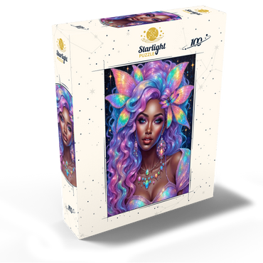 Celestial Goddess with Rainbow Hair and Cosmic Jewelry 100 Jigsaw Puzzle box view2