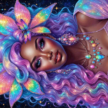 Celestial Goddess with Rainbow Hair and Cosmic Jewelry 100 Jigsaw Puzzle 3D Modell