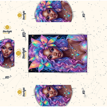 Celestial Goddess with Rainbow Hair and Cosmic Jewelry 100 Jigsaw Puzzle box 3D Modell