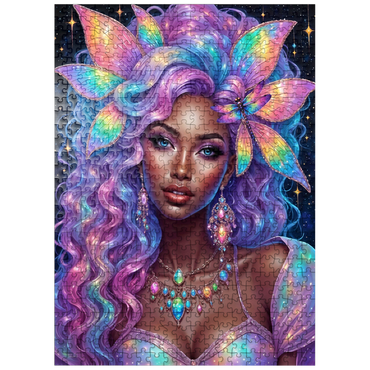 puzzleplate Celestial Goddess with Rainbow Hair and Cosmic Jewelry 500 Jigsaw Puzzle