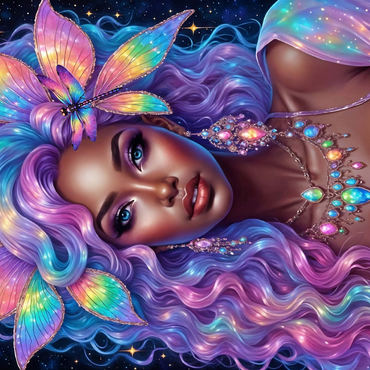 Celestial Goddess with Rainbow Hair and Cosmic Jewelry 500 Jigsaw Puzzle 3D Modell