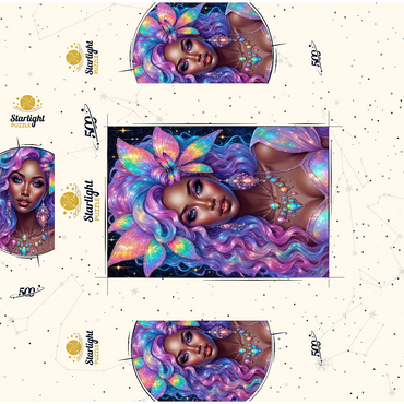 Celestial Goddess with Rainbow Hair and Cosmic Jewelry 500 Jigsaw Puzzle box 3D Modell