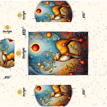 Festive Christmas Deer with Ornaments and Holly 1000 Jigsaw Puzzle box 3D Modell