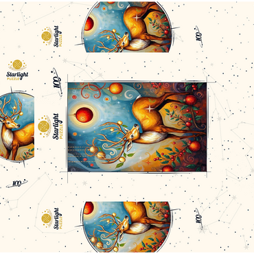 Festive Christmas Deer with Ornaments and Holly 100 Jigsaw Puzzle box 3D Modell