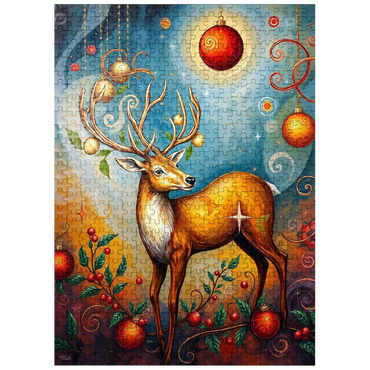 puzzleplate Festive Christmas Deer with Ornaments and Holly 500 Jigsaw Puzzle