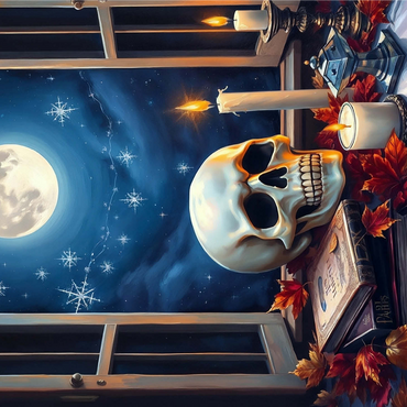 Mystical Still Life with Skull, Candles, and Full Moon 1000 Jigsaw Puzzle 3D Modell