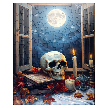 puzzleplate Mystical Still Life with Skull, Candles, and Full Moon 100 Jigsaw Puzzle