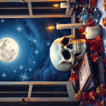 Mystical Still Life with Skull, Candles, and Full Moon 100 Jigsaw Puzzle 3D Modell