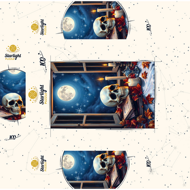 Mystical Still Life with Skull, Candles, and Full Moon 100 Jigsaw Puzzle box 3D Modell
