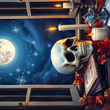 Mystical Still Life with Skull, Candles, and Full Moon 500 Jigsaw Puzzle 3D Modell