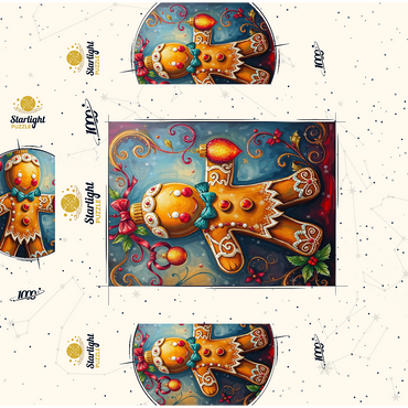 Festive Gingerbread Ornament with Holiday Decor 1000 Jigsaw Puzzle box 3D Modell