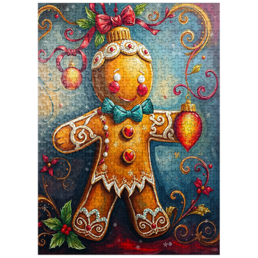 puzzleplate Festive Gingerbread Ornament with Holiday Decor 500 Jigsaw Puzzle