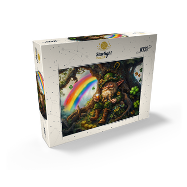 Cheerful Leprechaun with Gold Coins and Rainbow in Enchanted Forest 1000 Jigsaw Puzzle box view2