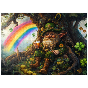 puzzleplate Cheerful Leprechaun with Gold Coins and Rainbow in Enchanted Forest 1000 Jigsaw Puzzle