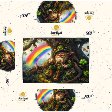 Cheerful Leprechaun with Gold Coins and Rainbow in Enchanted Forest 500 Jigsaw Puzzle box 3D Modell