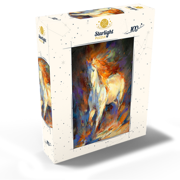 Fiery White Stallion in Motion 100 Jigsaw Puzzle box view2