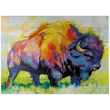 puzzleplate Colorful American Bison in Abstract Style 1000 Jigsaw Puzzle