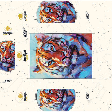 Vibrant Bengal Tiger Expressionist Portrait 1000 Jigsaw Puzzle box 3D Modell