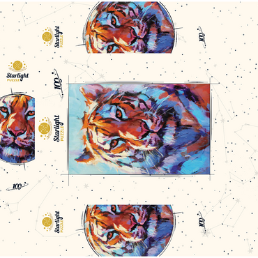 Vibrant Bengal Tiger Expressionist Portrait 100 Jigsaw Puzzle box 3D Modell