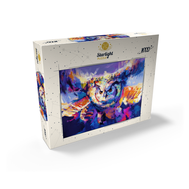 Colorful Great Horned Owl in Flight 1000 Jigsaw Puzzle box view2