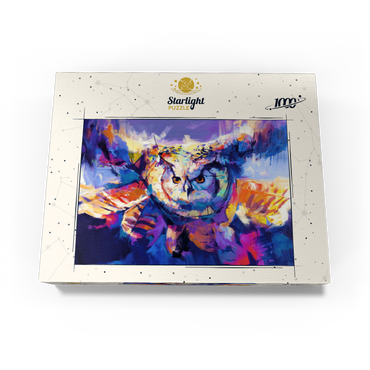 Colorful Great Horned Owl in Flight 1000 Jigsaw Puzzle box view3